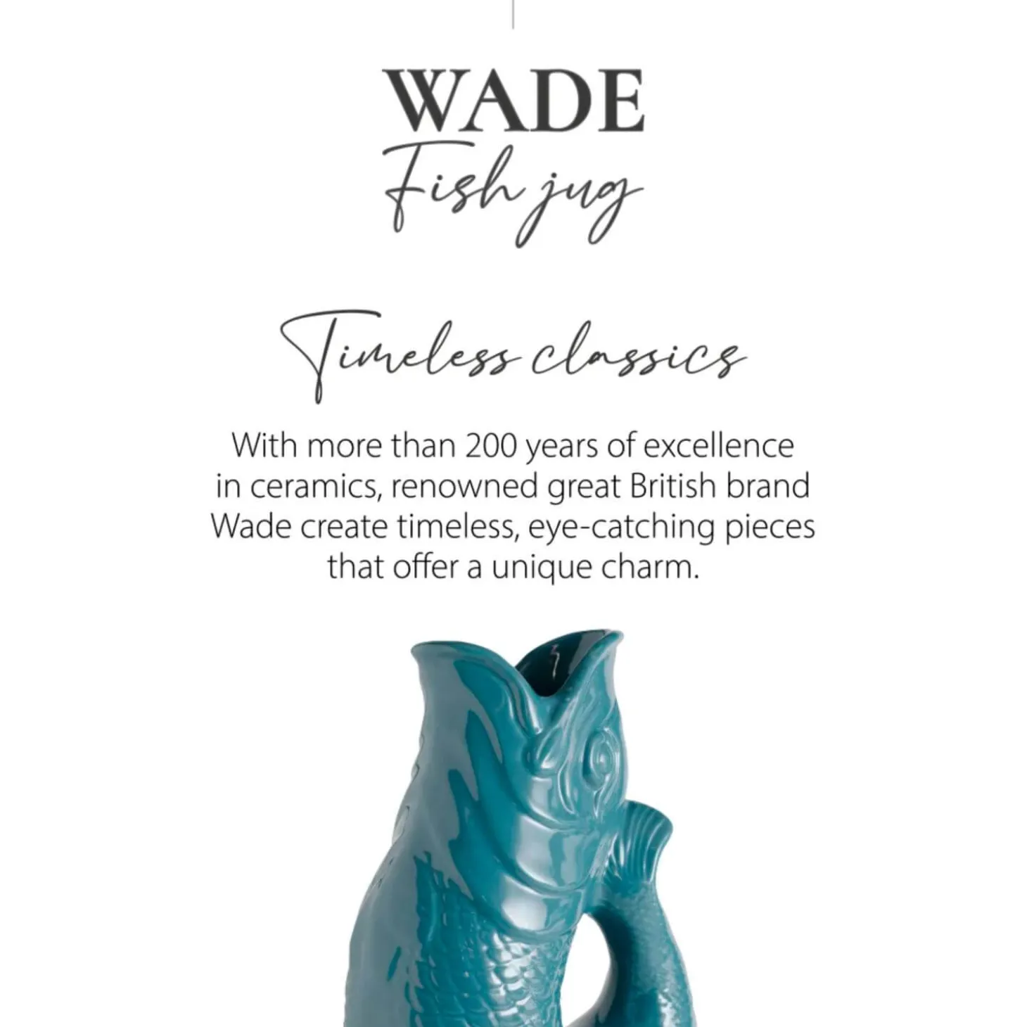 Wade Fish Earthenware 0.6 Litre Gluggle Jug - Agave