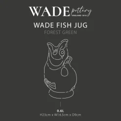 Wade Fish Earthenware 0.6 Litre Gluggle Jug - Forest Green