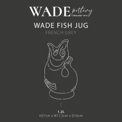 Wade Fish Earthenware 1.2 Litre Gluggle Jug - French Grey