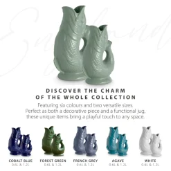Wade Fish Earthenware 1.2 Litre Gluggle Jug - Sage