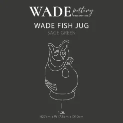 Wade Fish Earthenware 1.2 Litre Gluggle Jug - Sage