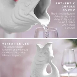 Wade Fish Earthenware 1.2 Litre Gluggle Jug - White