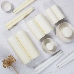 Wax Lyrical Unfragranced Ivory Pillar Candle - 5cm x 12cm