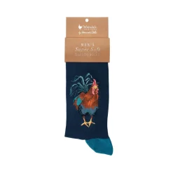 Wrendale Designs by Hannah Dale Mens Bamboo Socks - Colours of the Rainbow - Cockerel