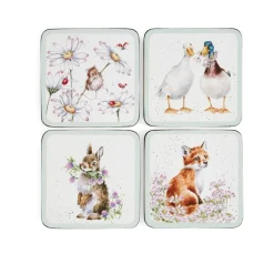Wrendale Designs by Hannah Dale 4-Piece Coaster Set - Wildflowers