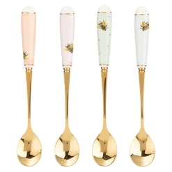 Yvonne Ellen Set of 4 Teaspoons With China Handles - Bee