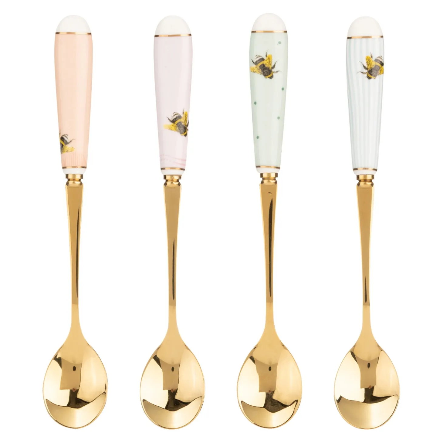 Yvonne Ellen Set of 4 Teaspoons With China Handles - Bee