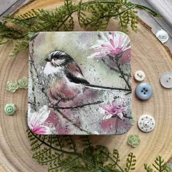 Alex Clark Small Square Tin - Long Tailed Tit & Magnolia