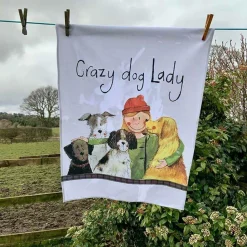 Alex Clark Tea Towel - Crazy Dog Lady