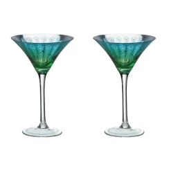Artland Peacock 2 Piece Martini Glass Set