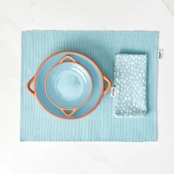 Dexam Sintra 100% Recycled Cotton Spotted Napkin & Placemat Set - Duck Egg