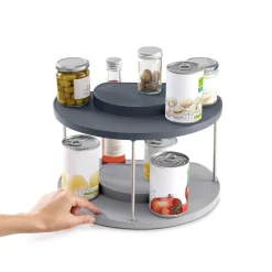 Joseph Joseph Cupboard Store 2 Tier Rotating Organiser - Grey