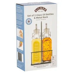 Kilner 0.3Ltr Set of 2 Oil Bottles & Metal Rack Set