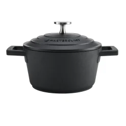 Masterclass Cast Aluminium 16cm Lightweight Round Casserole Dish - Black